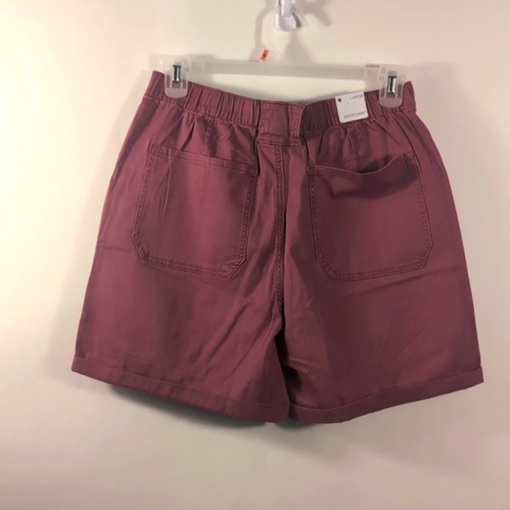 NWT Gloria Vanderbilt Utility Cargo Shorts Light Maroon Size Large | Stretch - Picture 5 of 16